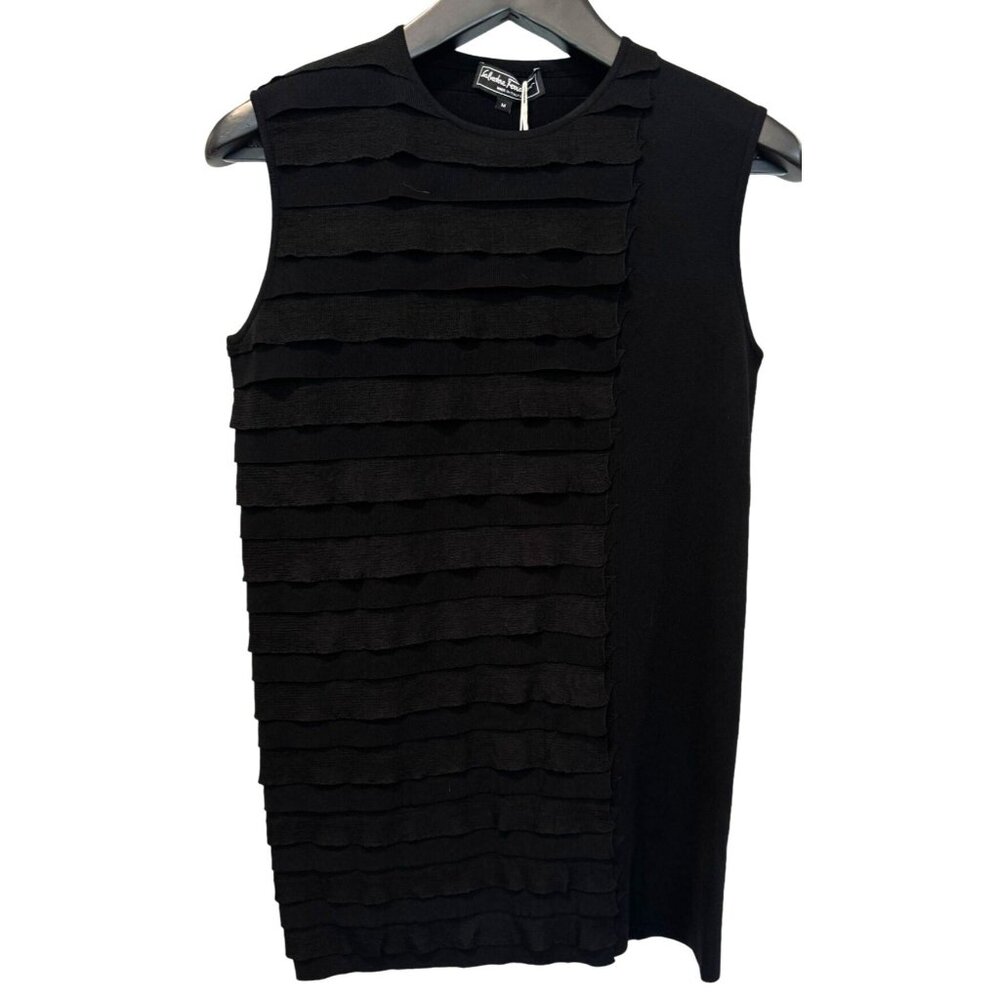 Salvatore Ferragamo Knitwear Black Top Stretchable Retails $1,762 Made in Italy